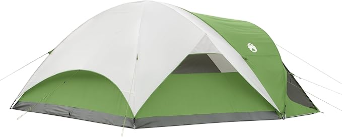 Coleman Evanston Tent with Screen Room 6/8 Person Weatherproof Tent Sets Up in 15 Mins Included Rainfly &amp Carry Bag Made of PFAS-Free Materials