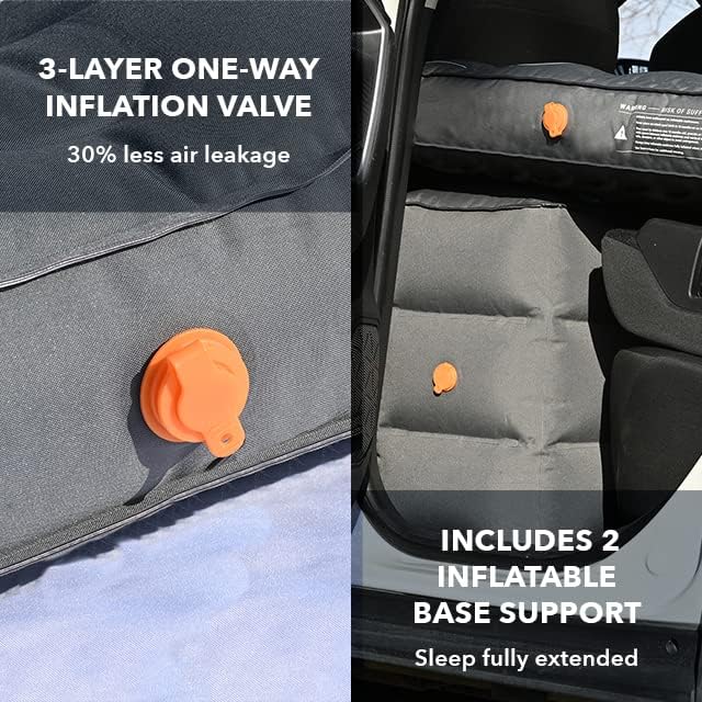 D-Hive Shortened Length - Unbeatable Durability SUV Air Mattress for Car Camping Durable Extra Thick 300D Oxford Fabric Quick Easy Set-Up w/Electric Pump Car Mattress with Base Extenders 180cm