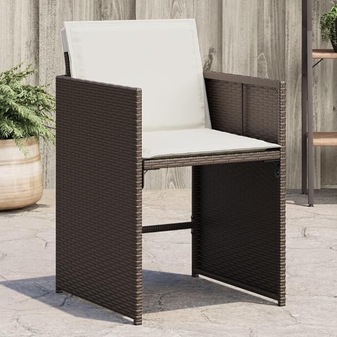 Patio Chairs with Cushions 4 pcs Brown Poly Rattan Outdoor Furniture for Garden Lawn and Patio - Comfortable &amp Durable Garden Chairs with Removable Cushions and Foldable Backrest