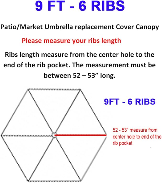 BELLRINO DECOR Replacement STRONG &amp THICK Umbrella Canopy for 9ft 6 Ribs (Canopy Only) (TANGO ORANGE)
