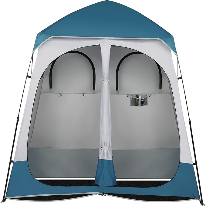 Vasitelan 2 Room Shower Tent 7.5 FT Instant Pop Up Shelter with Carrying Bag Privacy Changing Room Tent for Portable Toilet Easy Setup Perfecr for Camping Dressing Outdoor or Indoor
