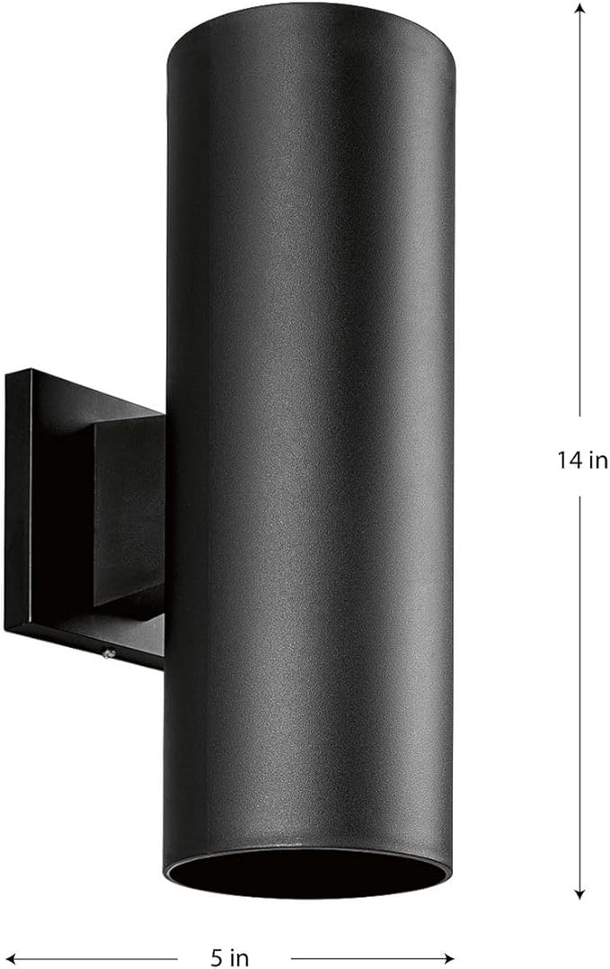 Progress Lighting 5-Inch Cylinder Outdoor Wall Sconce 2-Light Modern Wall Mount Up and Down Lights Interior and Exterior Lighting for Home or Porch Polycarbonate Construction Black (P5713-31)
