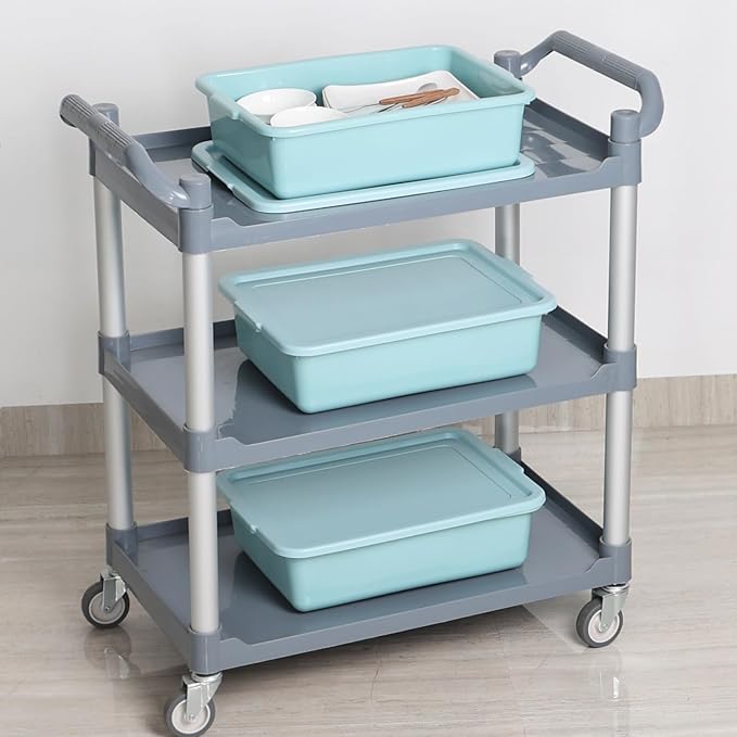 Jekiyo 3 Pack Commercial Bus Boxes with Lids 13 L Plastic Bus Tubs Mint Green