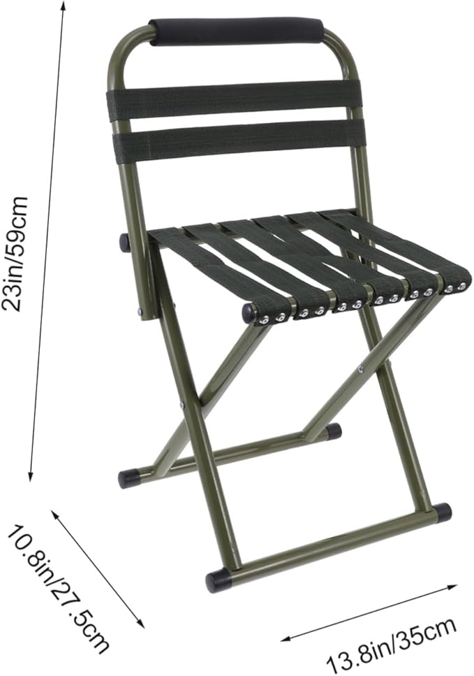 1pc Portable Folding Chair for Fishing Camping Outdoor Use Lightweight Breathable Non- Design Green for Support
