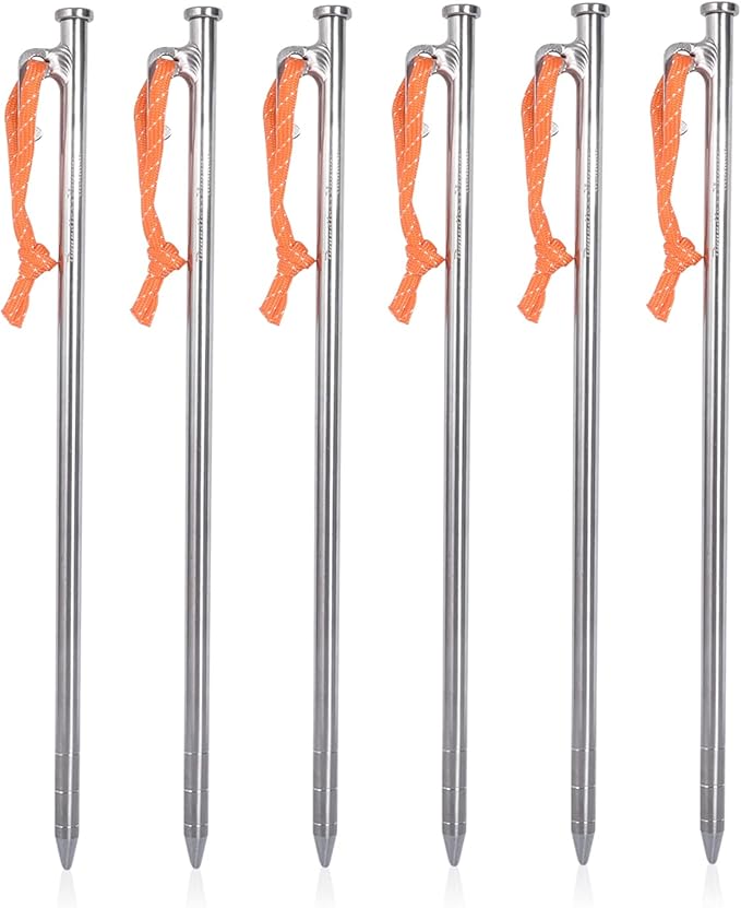 Boundless Voyage 6pcs/lot Titanium Alloy Tent Pegs Outdoor Camping Awning Tent Stakes Lightweight Hiking Climbing Tent Nail 24cm/30cm/35cm