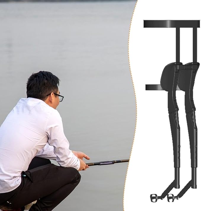 Wearable Chair Seat Folding Portable Ergonomic Multifunctional Camping Stool Adjustable Height for Indoor Beach Black
