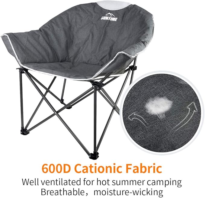 OUTDOOR LIVING SUNTIME Sofa Chair Oversize Padded Moon Leisure Portable Stable Comfortable Folding Chair for Camping Hiking Carry Bag…