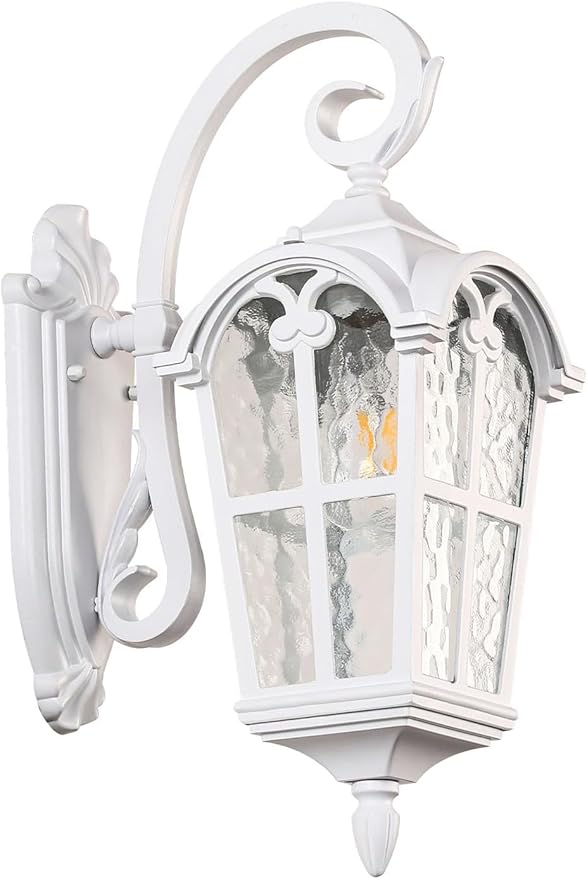 Outdoor Wall Lights for Porch Patio Yard - 17.1'' H White Exterior Wall Lighting Fixtures Waterproof &amp Anti-Rust Outside House Light Wall Mount Lantern Sconce