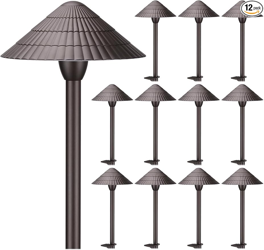 LEONLITE 12-Pack 5CCT LED Low Voltage Landscape Lights 3W Cast-Aluminum 12-24V Pathway Lights 1800K-5000K IP65 Path Lights ETL Listed Landscape Lighting Wired for Yard Lawn Oil Rubbed Bronze