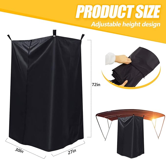 Boats Privacy Curtain Changing Room with Bag Portable Privacy Tent Easy Up Pontoon Enclosure Partition for Pontoons Boat Hanging Tent 27 W x 30 D x 72 H(Black)