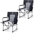 EVER ADVANCED Camping Directors' Chair with Side Table Portable Folding with Compact Size Heavy Duty Lawn Chair with Pocket for Camping Lawn Sports and Fishing 400lbs Black 2 Pack