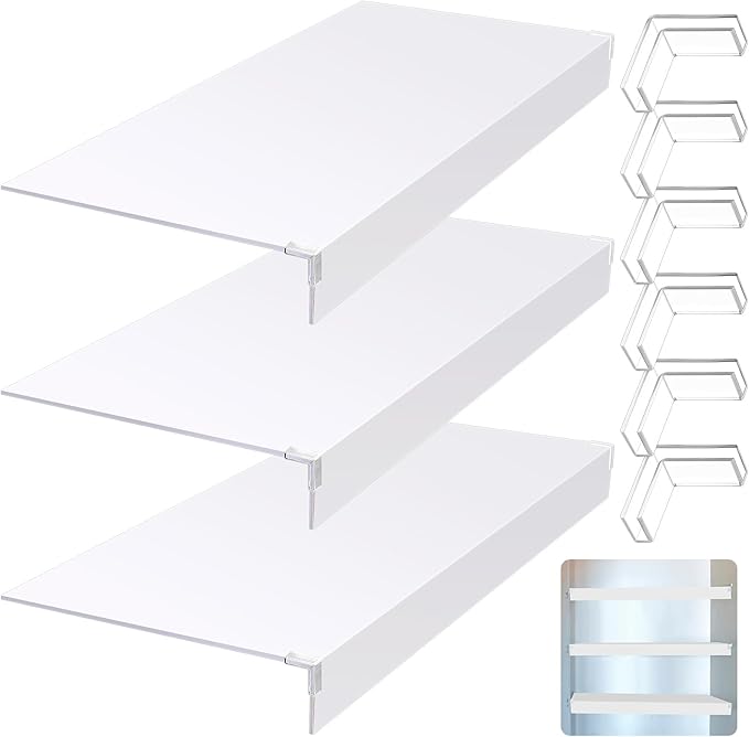 Hoolerry 3 Pcs 33 x 16 Inch Foamed PVC Wire Rack Covers for Removable Closet Decoration(Not Wood) Don't Bear Too Much Weight Pantry Shelves Covers for Bathroom Kitchen Shelving(White