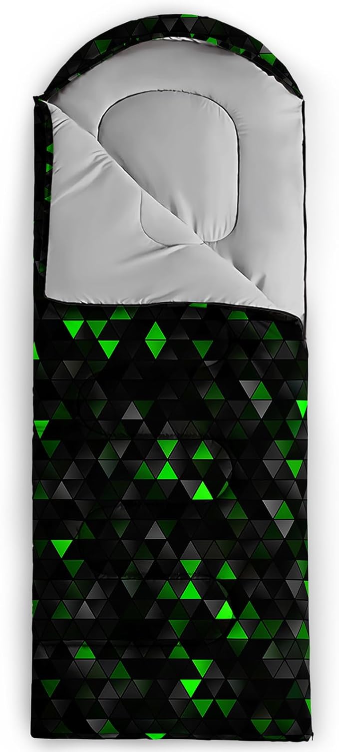 Sleeping Bags for Adults and Kids3D Printing Camping Sleeping Bag for Girls Boys Lightweight Waterproof Cold/Warm 3-SeasonOutdoor Travel with Compression Bags
