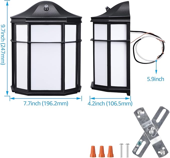 LEONLITE 3CCT Dusk to Dawn Outdoor Wall Light LED Wall Sconce 15W(100W Eqv.) Exterior Light Fixture Wall Mount Frosted Wall Lantern for Porch Patio 1000lm Aluminum Waterproof