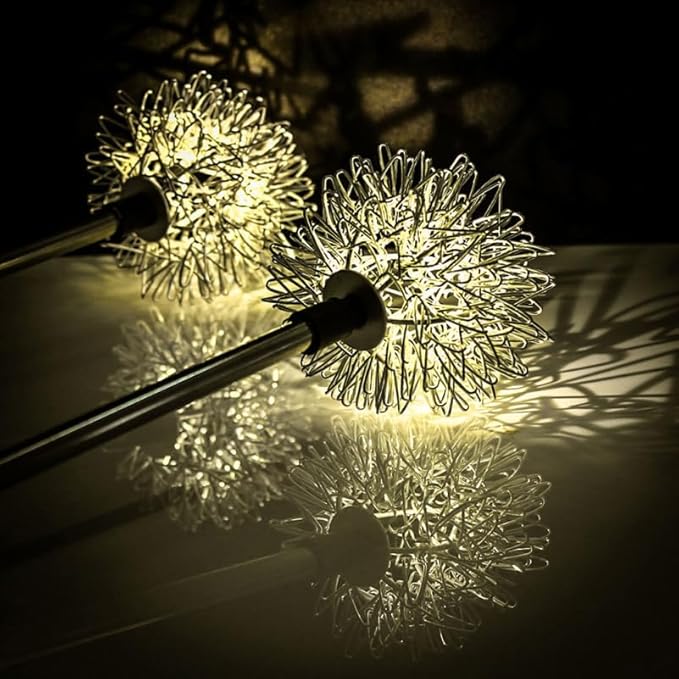 POPETPOP Dandelion Solar Garden Lights Led Decorative Outdoor Ground Stake Lighting for Lawn Pathway Yard No Wiring Needed