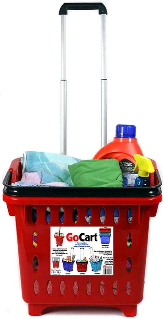 dbest Products Gocart Red (5 Pack) Grocery Cart Shopping Laundry Basket on Wheels