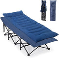 VINGLI Folding Camping Cot BedCamping Cots for Adults with Mattress Foldable Cots for Sleeping with Pillow 1200D Layer Oxford for for GuestTravelHiking-Blue 1P