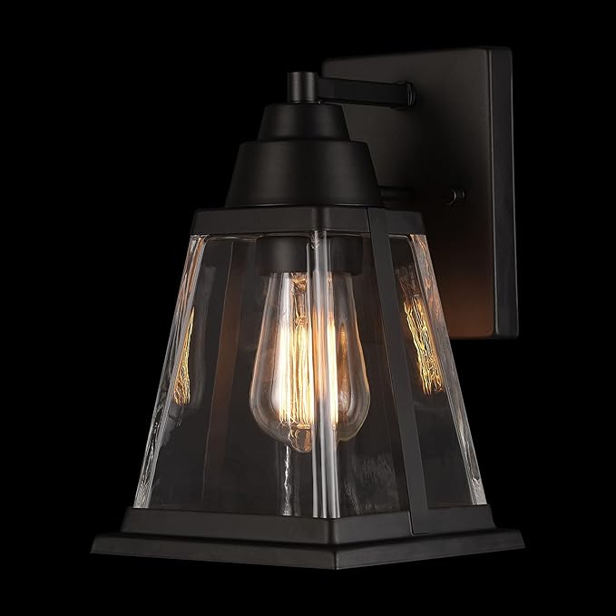 Globe Electric 44697 Merle 1-Light Outdoor Wall Sconce Bronze Clear Glass Shade Brown Bulb Not Included