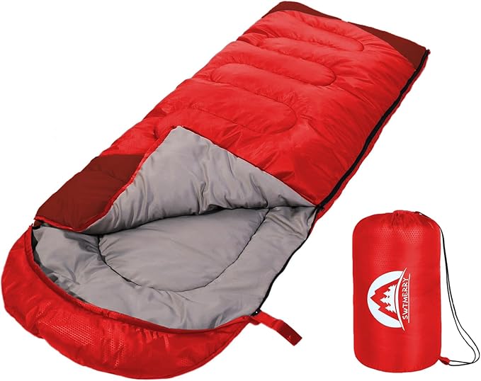 SWTMERRY Sleeping Bag 3 Seasons (Summer Spring Fall) Warm &amp Cool Weather - LightweightWaterproof Indoor &amp Outdoor Use for Kids Teens &amp Adults for Hiking and Camping