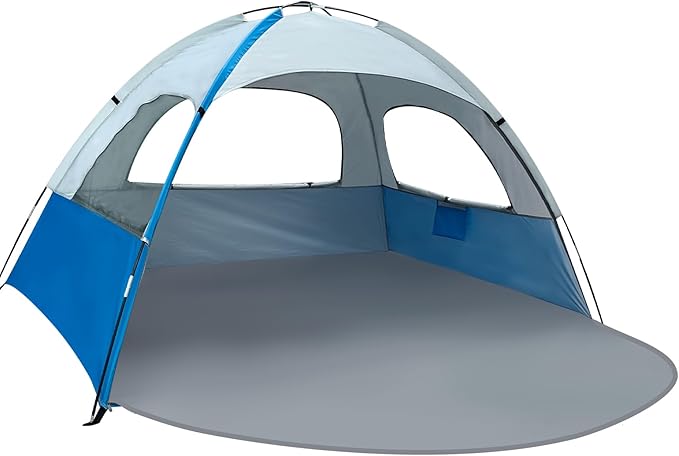 NXONE Beach Tent Sun Shelter with UPF 50+ UV Protection Lightweight Easy Setup Portable Beach Canopy for Family Large Space for Beach Camping &amp Outdoor 3/4/6 Person