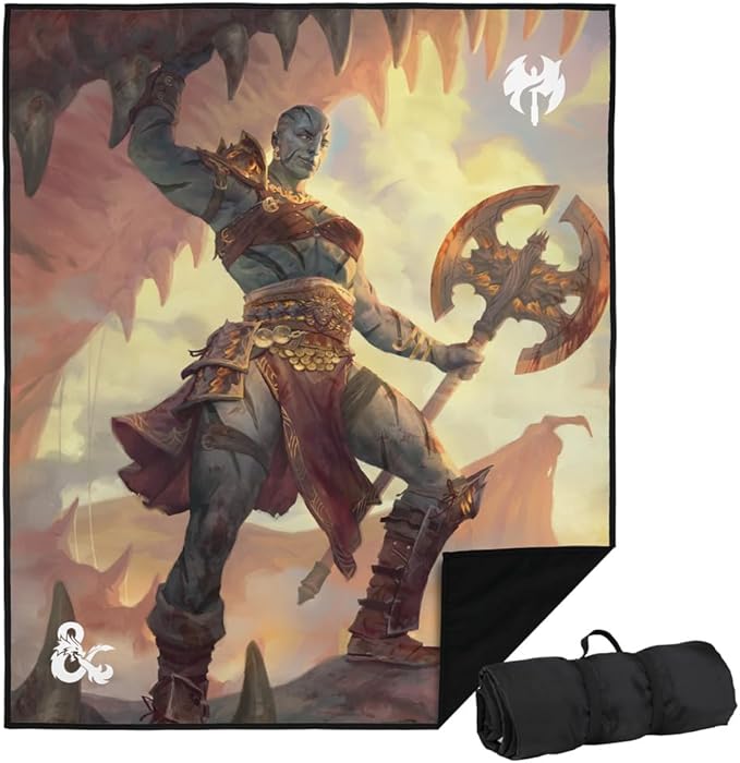 LOGOVISION Dungeons and Dragons Blanket 50x60 2024 Barbarian Picnic Outdoor Foldable Blanket for Picnic Beach Camping Park Tailgate
