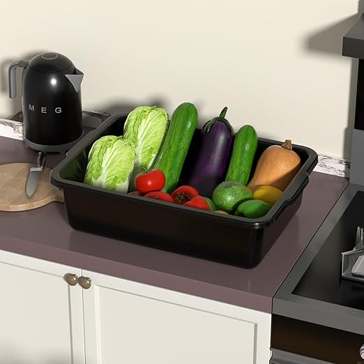 Sadstory 13 L Small Commercial Bus Tubs Plastic Black Wash Basin Bus Tub Tote Bin Black 12 Packs