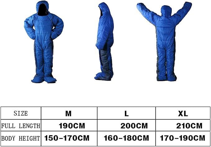 Human Walking Sleeping Bag for Adults Compact Warm Ultra Lightweight Cold Weather Portable Mummy Weather Sleeping Bag One Piece Sleeping Bag Suit Waterproof Windproof