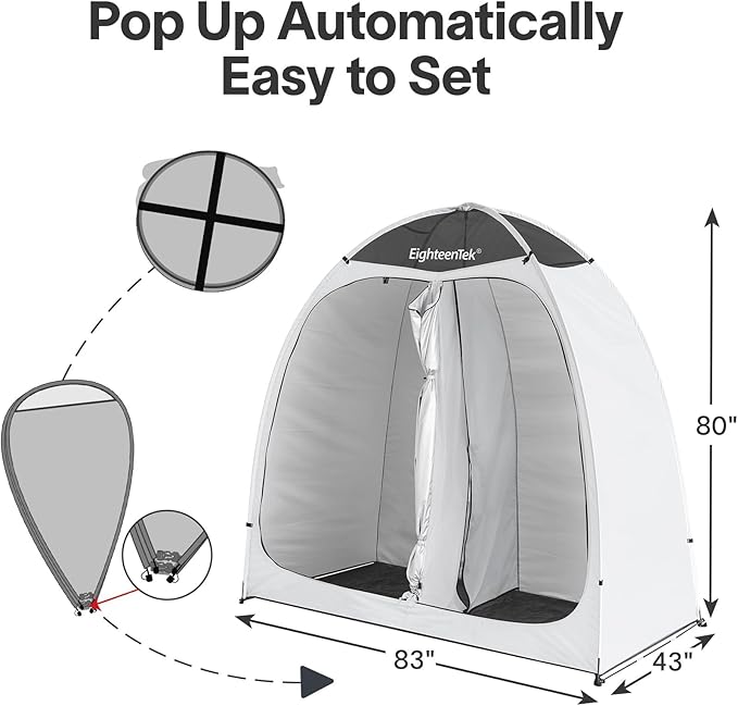 EighteenTek® Shower Tent Camping 2-Room Portable Changing Room Outdoor Shower Enclosure Pop Up Privacy Tent Shelter with Floor &amp Doors Waterproof &amp Lightweight Camping Toilet Bathroom