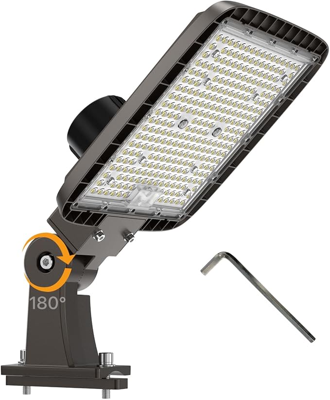 200W LED Parking Lot Light with Replaceable External Driver 30000LM Flood Light 5000K T3 Lens Dusk to Dawn Photocell AC100-277V IP65 Waterproof Outdoor Commercial Area Lighting