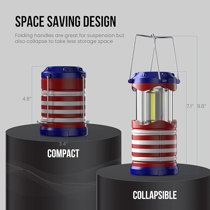 Lichamp LED Camping Lantern 4 Pack Battery Powered Flashlight for Power Outages Portable Collapsible Hanging Light Essential for Home Outdoor Emergency Lamp Survival Kit Gear for Hurricane I4AF