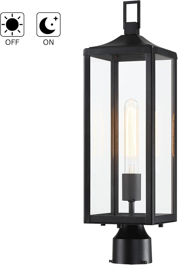 21.3 Inch Outdoor Lamp Post Light Fixture Dusk to Dawn - Residential Sidewalk Lamp Post Sconce Dusk to Dawn Outside Pole Lantern for House Outdoor Column Light E26
