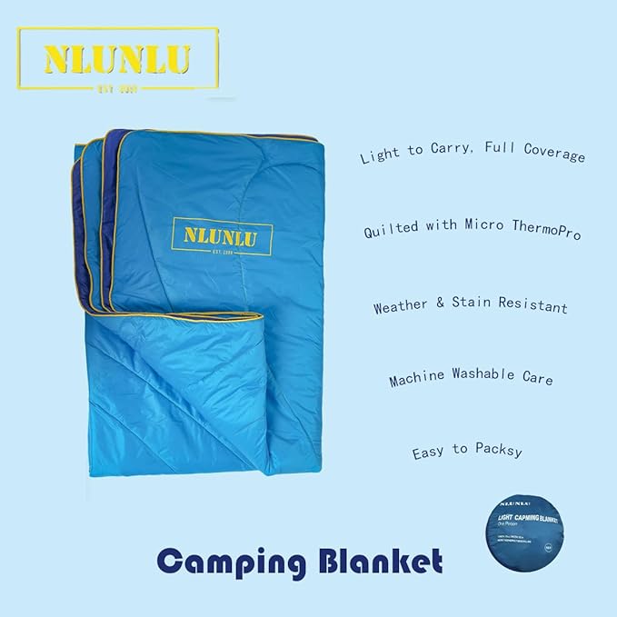 Packable Multi-Use Camping Blanket 52×75 – Lightweight Wearable Quilt Machine Washable Weather &amp Stain Resistant Easy-Pack Stuff Sack for Camping Picnic Beach Travel &amp Stadium