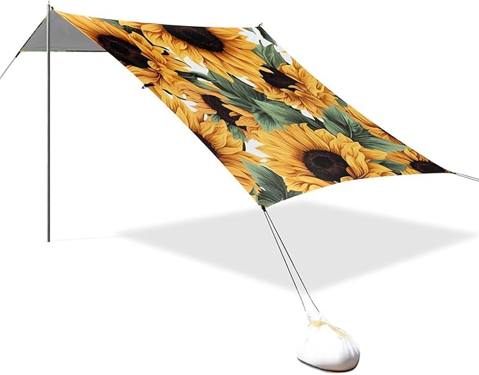 Sunflower Flower FloralCamping Sun Shelters 9.2 x 10.5 FT Beach Canopy Tent Sun Shade with Carrying Bag for Camping Trips Fishing Backyard Fun or Picnics 21340055