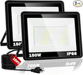 150W LED Flood Light18000LM Floodlight with PlugIP66 Waterproof Outdoor Lights 5000K Daylight White Security LightsOutdoor Floodlights for Yard Stadium Garden（2 Pack）