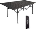 Camping Table Lightweight Foldable Medium 1-4 Person Portable Camp Table OutdoorPicnic Backyard BBQ Party Patio Beach with Aluminum Roll Up Tabletop Carry Bag (Black)