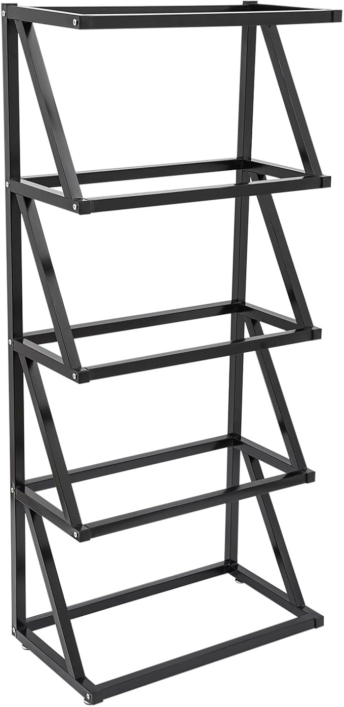 5 Tier Retail Display Rack Market ShelfFruit Vegetable High Capacity Storage Basket StandMarket Retail Display for Kitchen Office Store Supremarket (Black Basket)