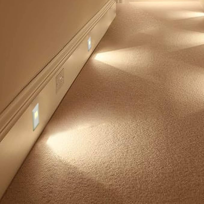Ciata LED Stair Lights Indoor Step Lights Outdoor Stair Light 3 Watt Warm White Stairway Lighting for Outdoor and Indoor Stairs 3000K Concrete Home Theater Lighting Silver Finish Vertical 3 Pack