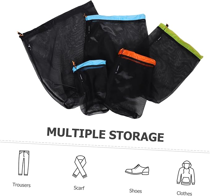 VICASKY 1 Set Reusable Polyester Mesh Storage Sack for Camp Gear Travel Clothes and Outdoor Equipment Lightweight Drawstring Bag