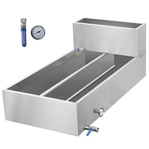 Maple Syrup Evaporator Pan 53.3Gal 304 Stainless Steel Maple Syrup Evaporator with Valve Thermometer and Divided Design 48 x 24 x 18.7 Inch Feed Pan for Boiling Maple Syrup for Home and Outdoor Use