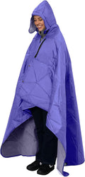 Large Outdoor Waterproof Blanket Extra Thick Fleece Stadium Blanket for Camping Car Pet Picnics - Windproof Wearable Machine Washable 80 x 58 (PurpleHooded)