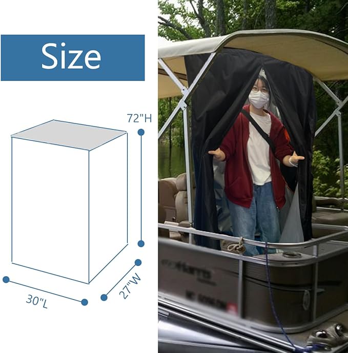 Privacy Tent for Boat Changing Room - Bimini Top Hanging Pontoon Instant Privacy Solution Curtain for Changing Clothes 30 Lx27 Wx72 H