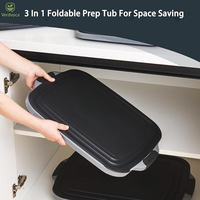 16L Black Collapsible BBQ Prep Tub with Locking Lids &amp 21 Inch Pro Tyvek Black BBQ Blanket for Resting Meat