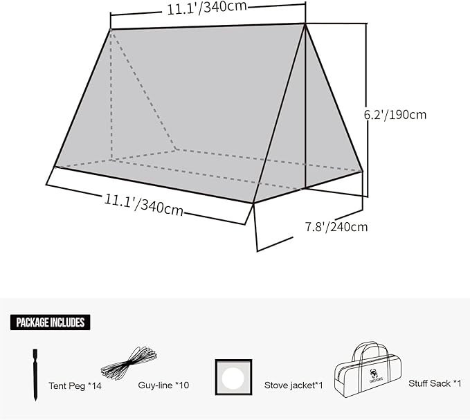 OneTigris ROCDOMUS Hot Tent with Stove Jack 3000mm Waterproof Versatile Lightweight Hammock Tent for Camping Hiking Backpacking Bushcraft Car Trips