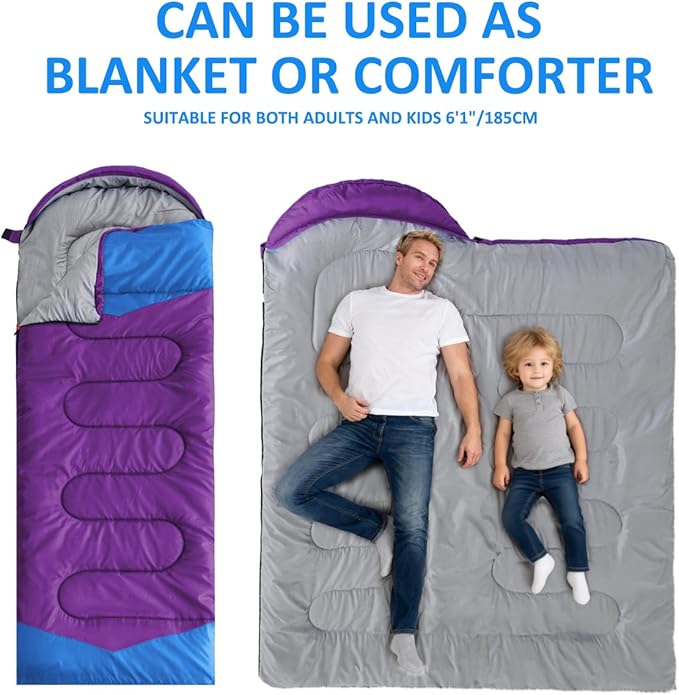 oaskys Camping Sleeping Bag - 3 Season Warm &amp Cool Weather - Summer Spring Fall Lightweight Waterproof for Adults Kids - Camping Gear Equipment Traveling and Outdoors