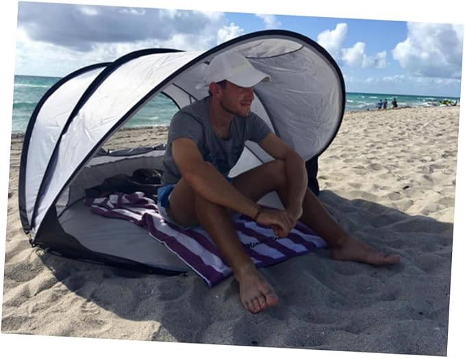 Portable Full Automatic Beach Tent Double Outdoor Shelter Fishing Canopy Compact Folding Design for Sun Protection Silver