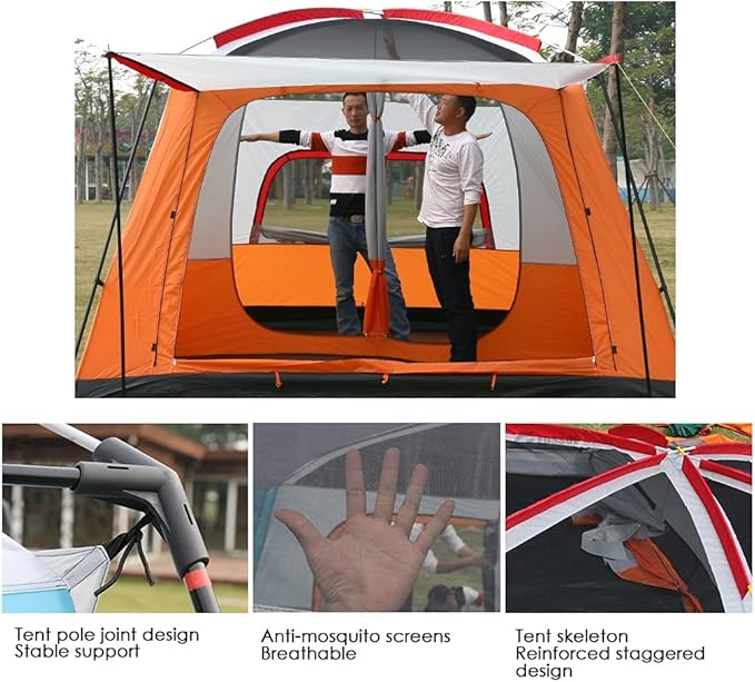 Outdoor Tent Camping Tent 6 Person Family Tents for Camping Waterproof Tent with Living Room and Separate Rooms 4 Season Tents Big Family Shelter