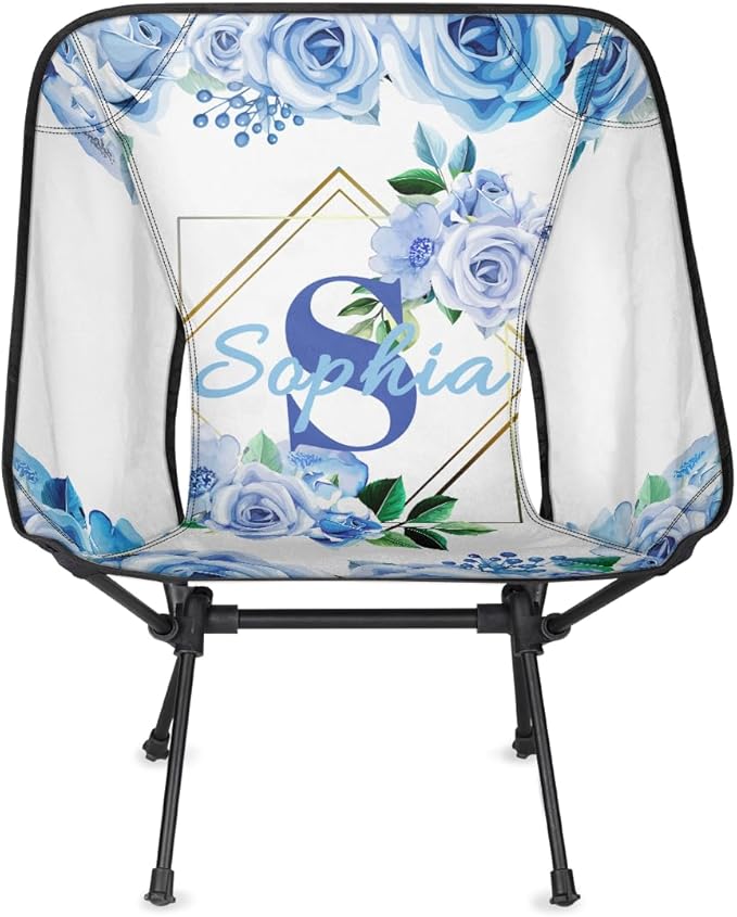 Camping Chair Personalized Backpacking Chair Lightweight Portable Folding Customized Name Chairs for Beach Sport Hiking (Dark Blue)