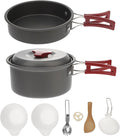 Yardwe Camping Cookware Set for 1-2 People Red Portable Outdoor Aluminum Pot Pan Bowl Combo Lightweight Hiking Picnic Cook Set for Camping and Travel