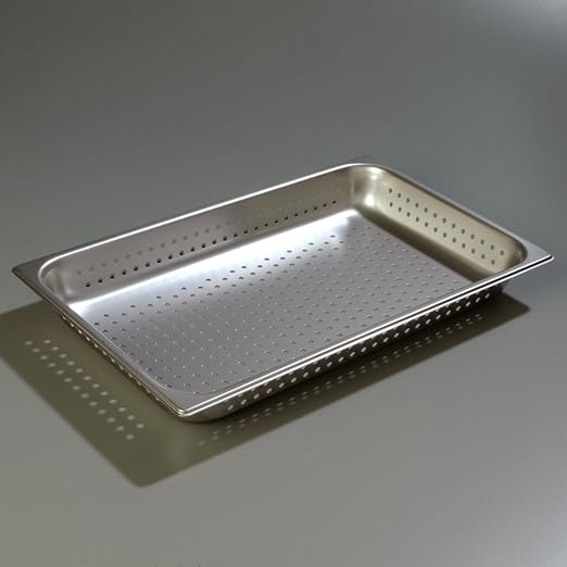 Carlisle FoodService Products DuraPan Perforated Food Pan Full Size Stainless Steel Container for Storing and Serving Food in Commercial Kitchen 10.4 Qt 6 Count