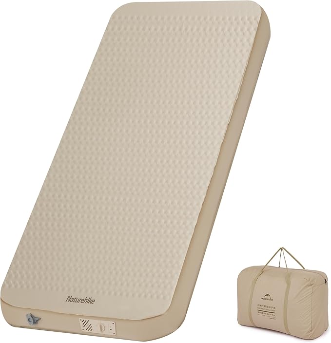 Naturehike 4.72’’ Thick Self-Inflating Sleeping Pad with Lighter Foam and Electric Pump 45s Fast Inflatable Twin Mattress for Camping Outdoors Car Home ISPO Award Winning Processes